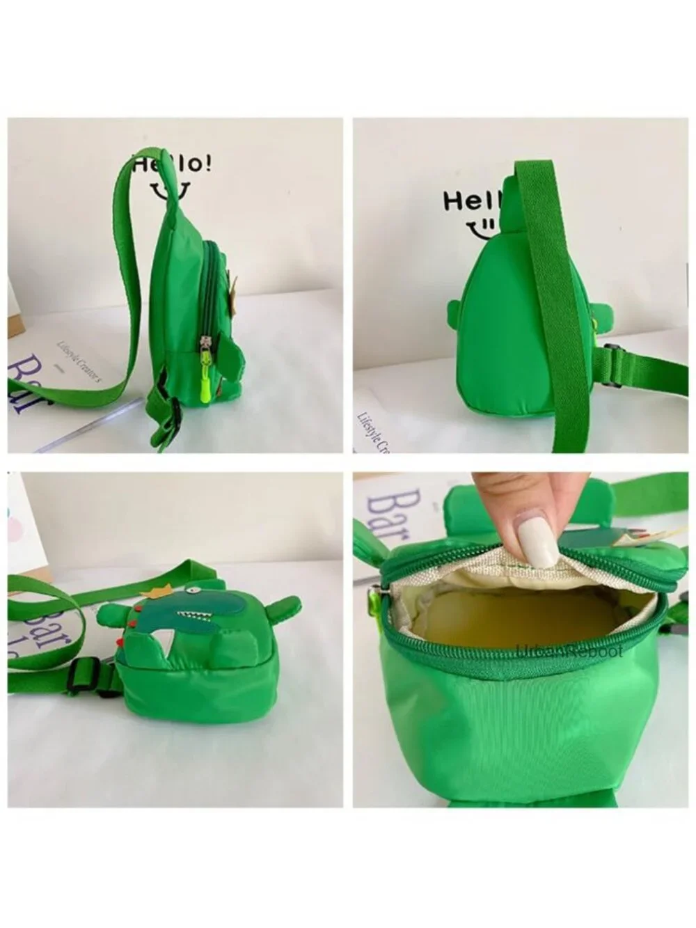 Kids Sling Bag Nylon Crossbody Dinosaur Pattern Small Travel Purse